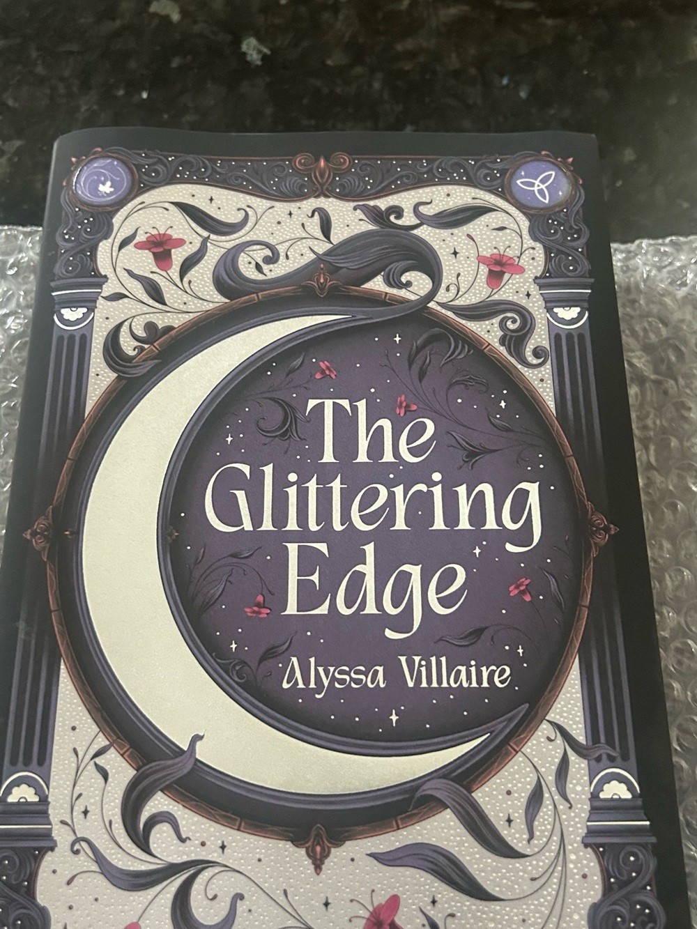 The Glittering Edge by Alyssa Villaire - Purple Cover Decorative Book